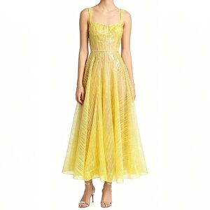 Bronx and Banco Yellow Strappy Midi Dress